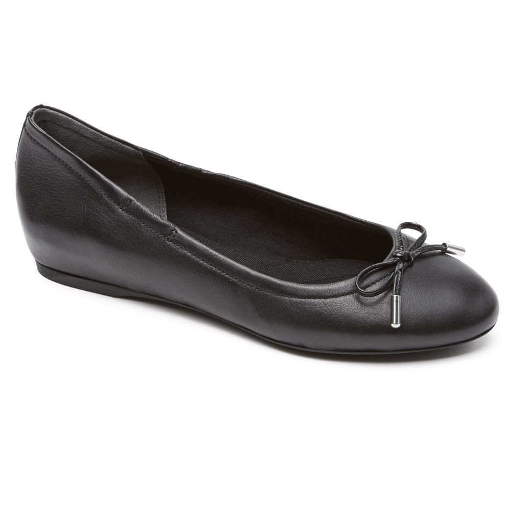 Zapatos Bajos Rockport Mujer Mexico - Total Motion Hidden Wedge Tied Ballet Negros - DVULY0379